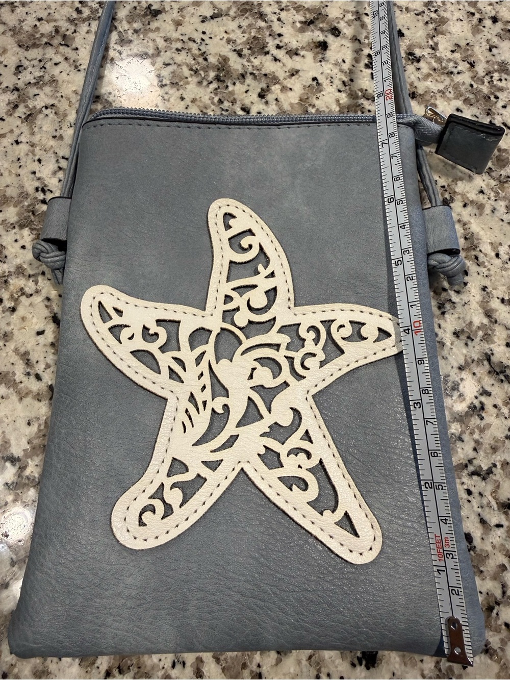 Gray Crossbody Bag with White Starfish Applique